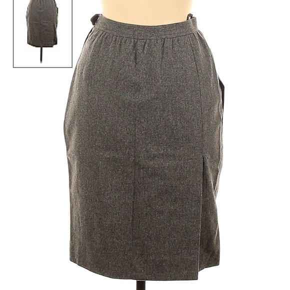 Saint Laurent Vintage Gray Wool Skirt Size 38 - Picture 2 of 9